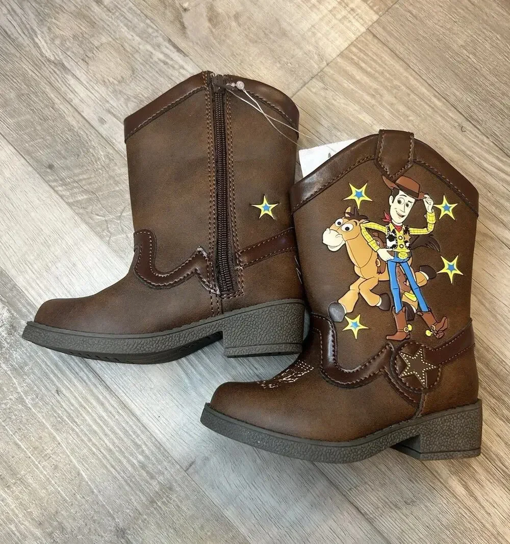 Disney Pixar Toddler Toy Story Woody Pull-on ZIp Up Cowboy Western Boot Brown 5